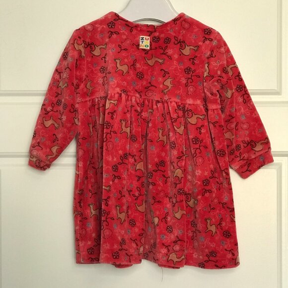 Vintage Zutano Collection Animal Print Dress Baby Girls Size 12-18M Cotton Blend - Picture 3 of 9